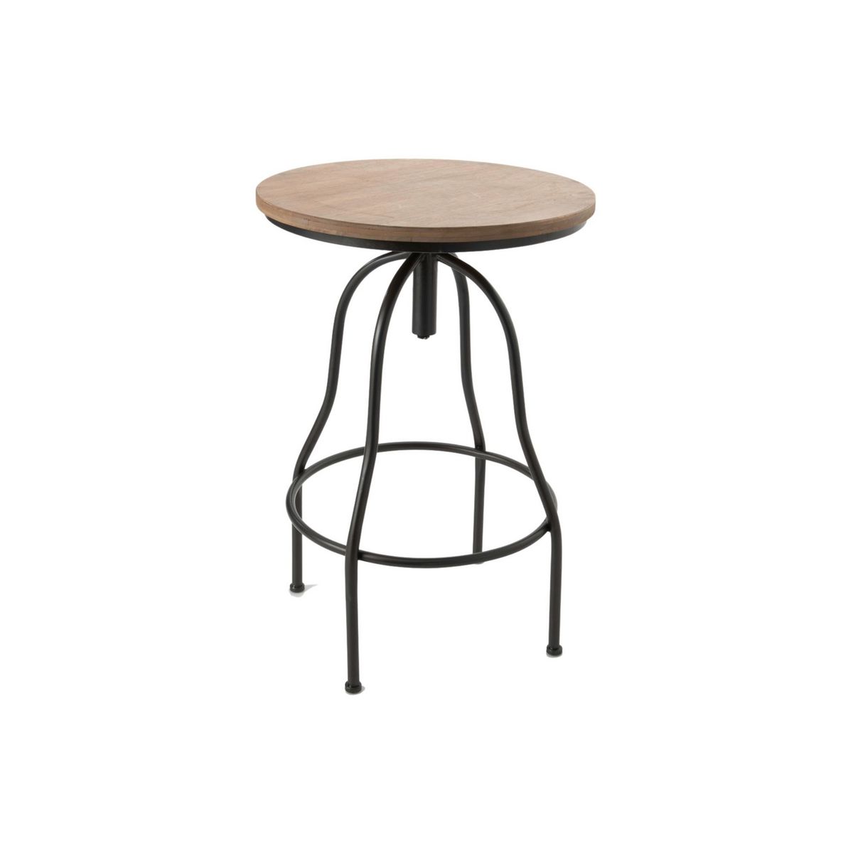 HELLIN Table de bar ronde en bois et métal réglable D59 - NAVIA