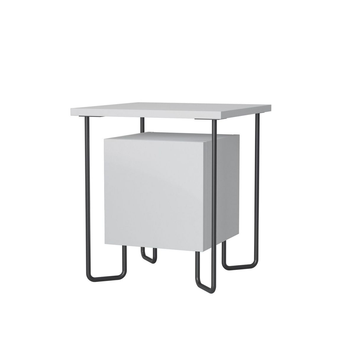 TOILINUX Table de chevet design Acres - L. 40 x H. 45 cm - Blanc