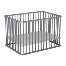 At4 Parc Bebe Pliant En Bois A Plancher Reglable Gris Pas Cher A Prix Auchan