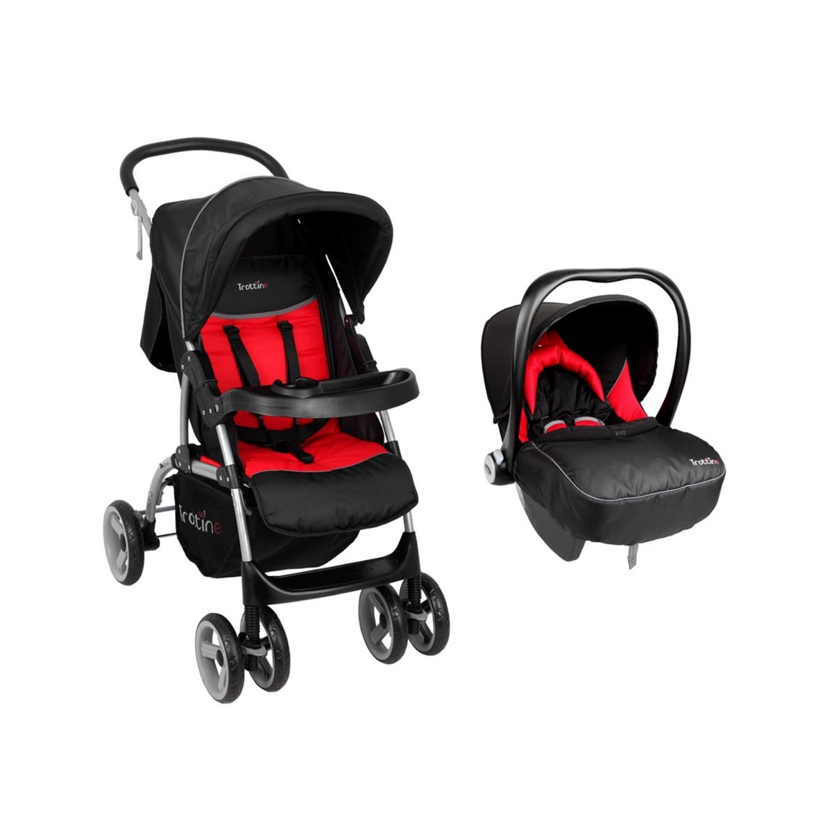 TROTTINE Poussette Combin Duo Cassiop e Noir Rouge pas cher