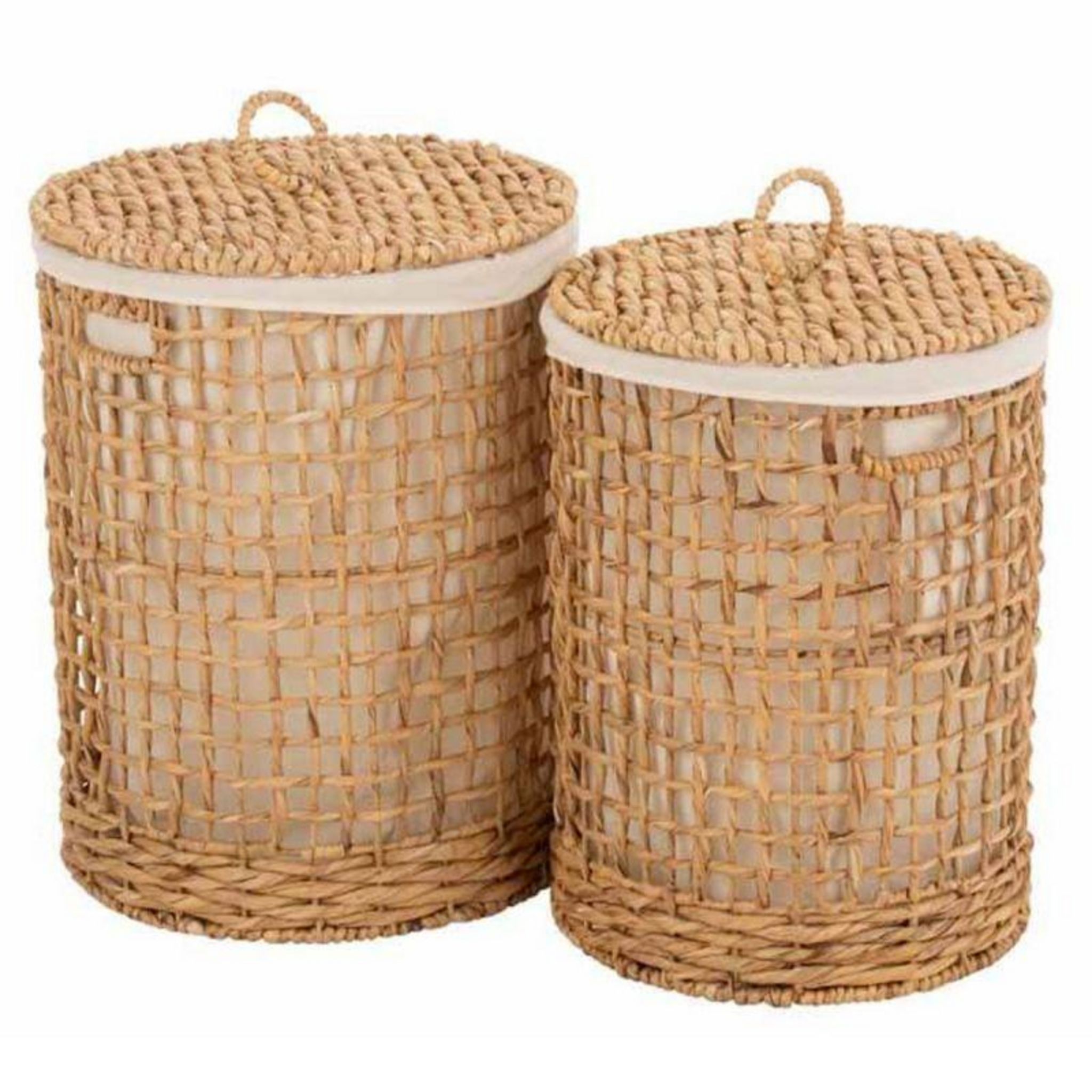 Paris Prix Lot de 2 Paniers avec Couvercle Linge 55cm Naturel pas cher 