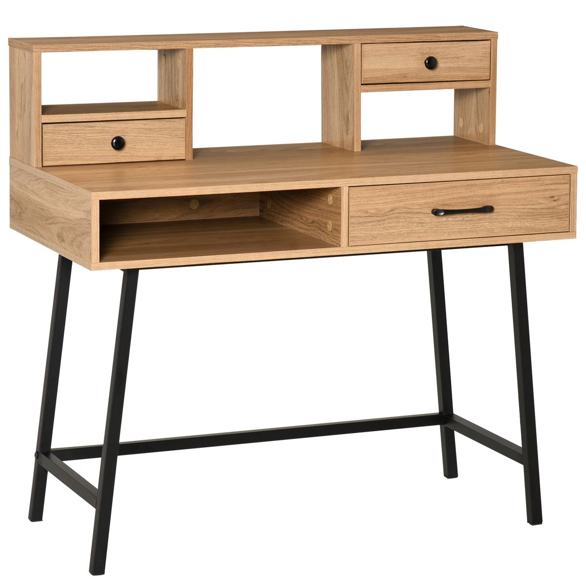 Bureau droit 1 tiroir style industriel pieds métal L110cm HOUSTON pas cher  