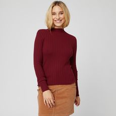 IN EXTENSO Pull col cheminée femme (Rouge bordeaux)