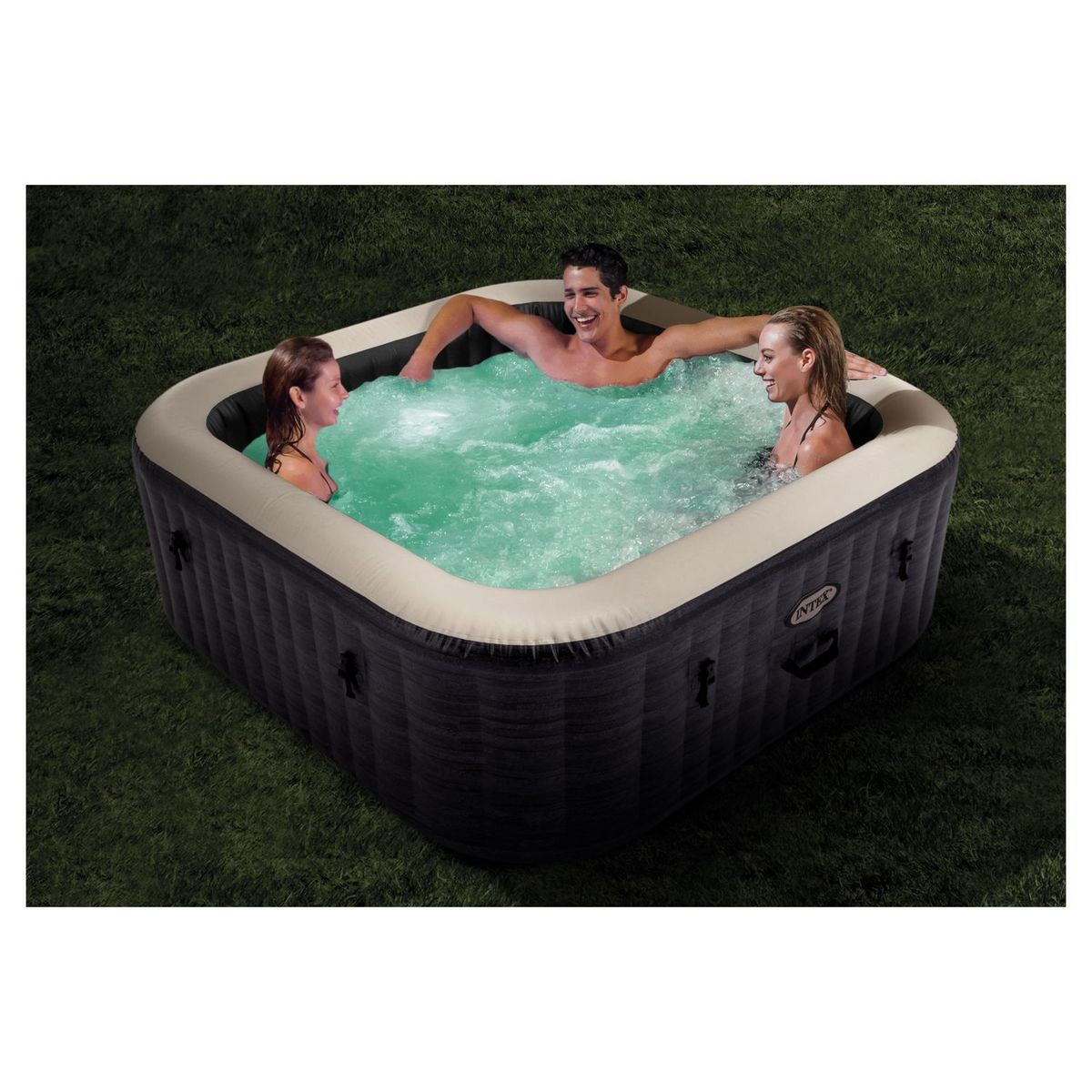 INTEX Spa gonflable carré gris ardoise 6 personnes PURE pas cher 