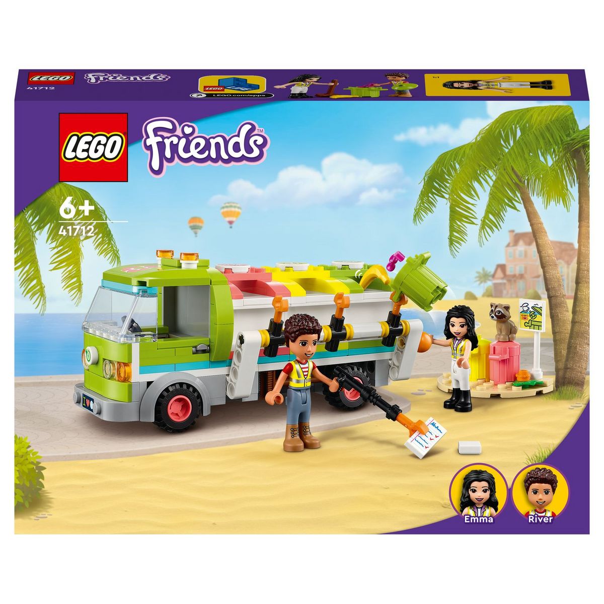LEGO Friends 41712 Le Camion de Recyclage, Jouet Éducatif, avec Mini-poupée Emma