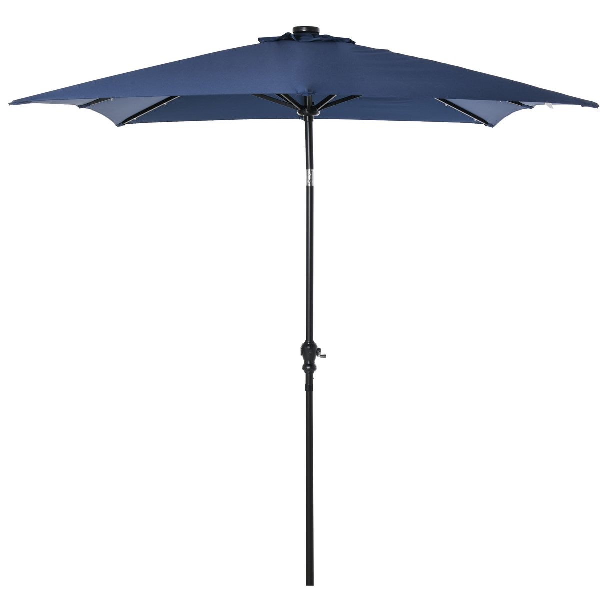 OUTSUNNY Parasol lumineux rectangulaire inclinable dim. 2,68L x 2,05l x 2,48H m parasol LED solaire métal polyester haute densité bleu