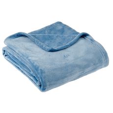 ACTUEL Plaid, couvre-lit, jeté de canapé uni très moelleux velvet 260 g/m² (Bleu ciel)