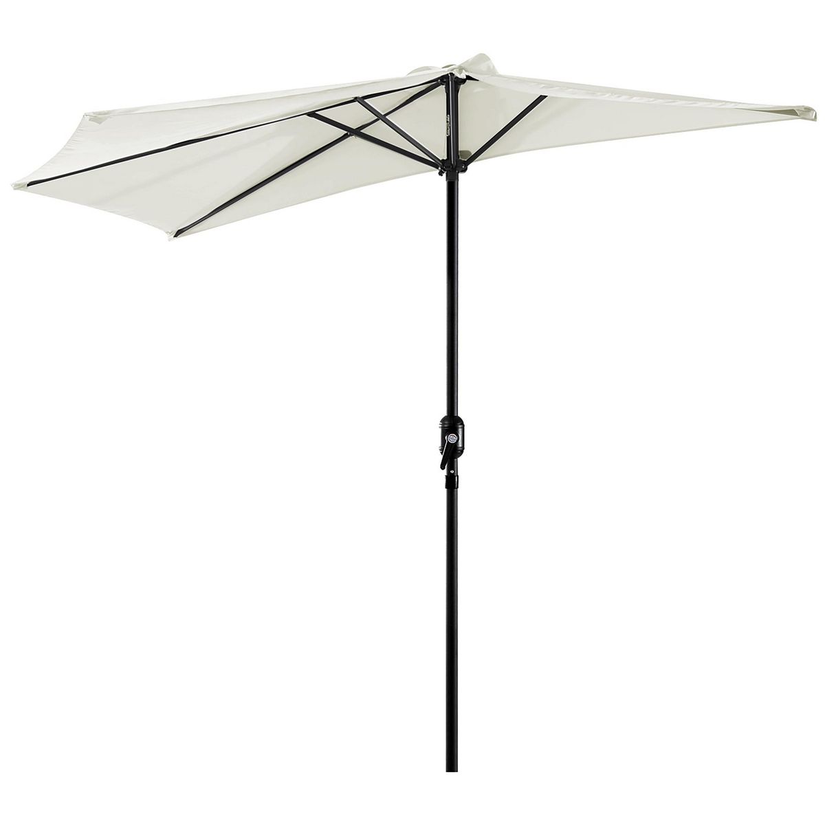 OUTSUNNY Demi parasol, parasol de balcon 5 entretoises métal polyester 2,69L x 1,38l x 2,36H m crème
