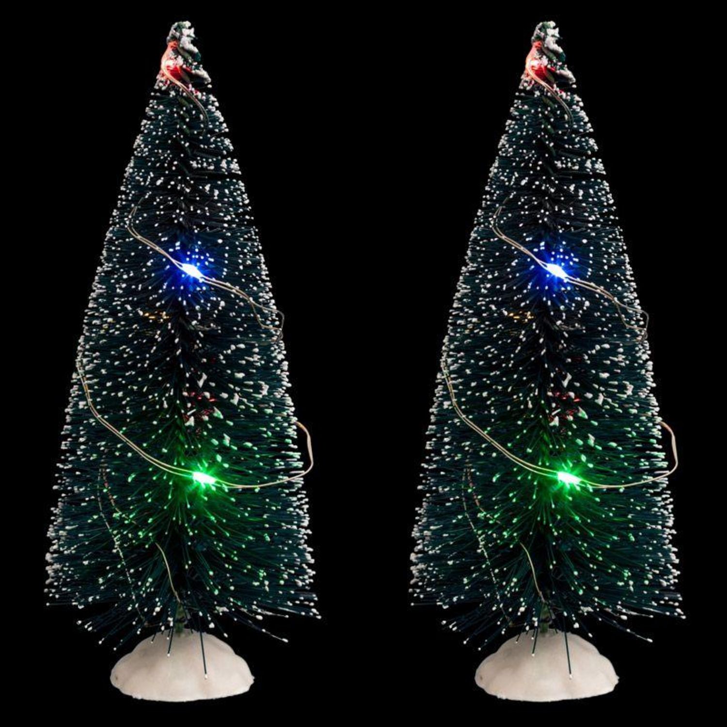 Homcom Lot de 4 Décorations de Noël LED - couronne, guirlande, 2 Sapins avec Pots