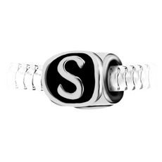 Charm perle lettre S en acier par SC Crystal perle