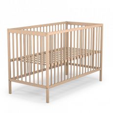 At4 Lit Bebe A Barreaux Bois Massif 60 X 1 Cm Douce Nuit Brut Pas Cher A Prix Auchan