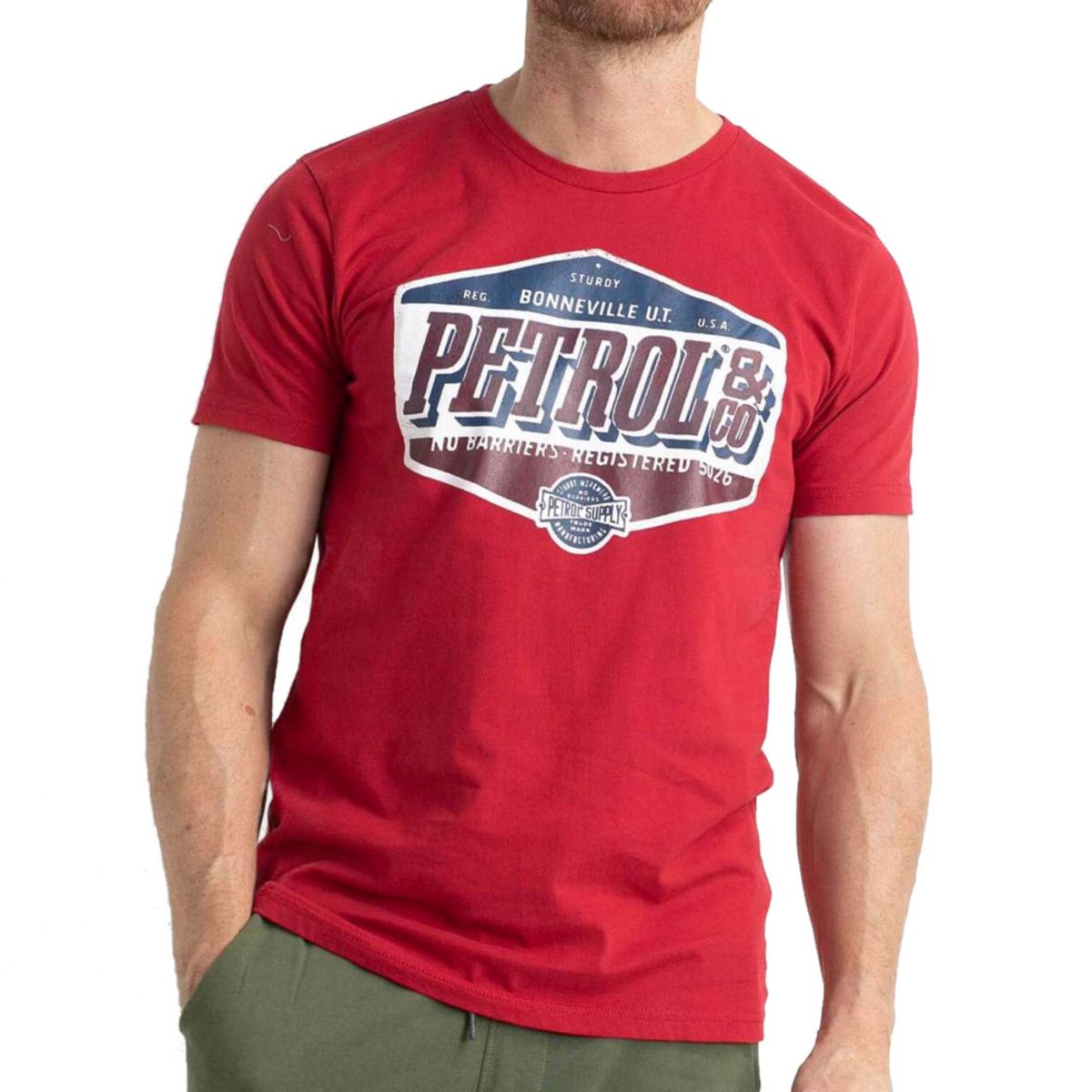 T shirt Rouge Homme Petrol Industries Classic Print pas cher