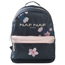 Naf Naf Sac à dos 2 compartiments bleu motif fleurs 
