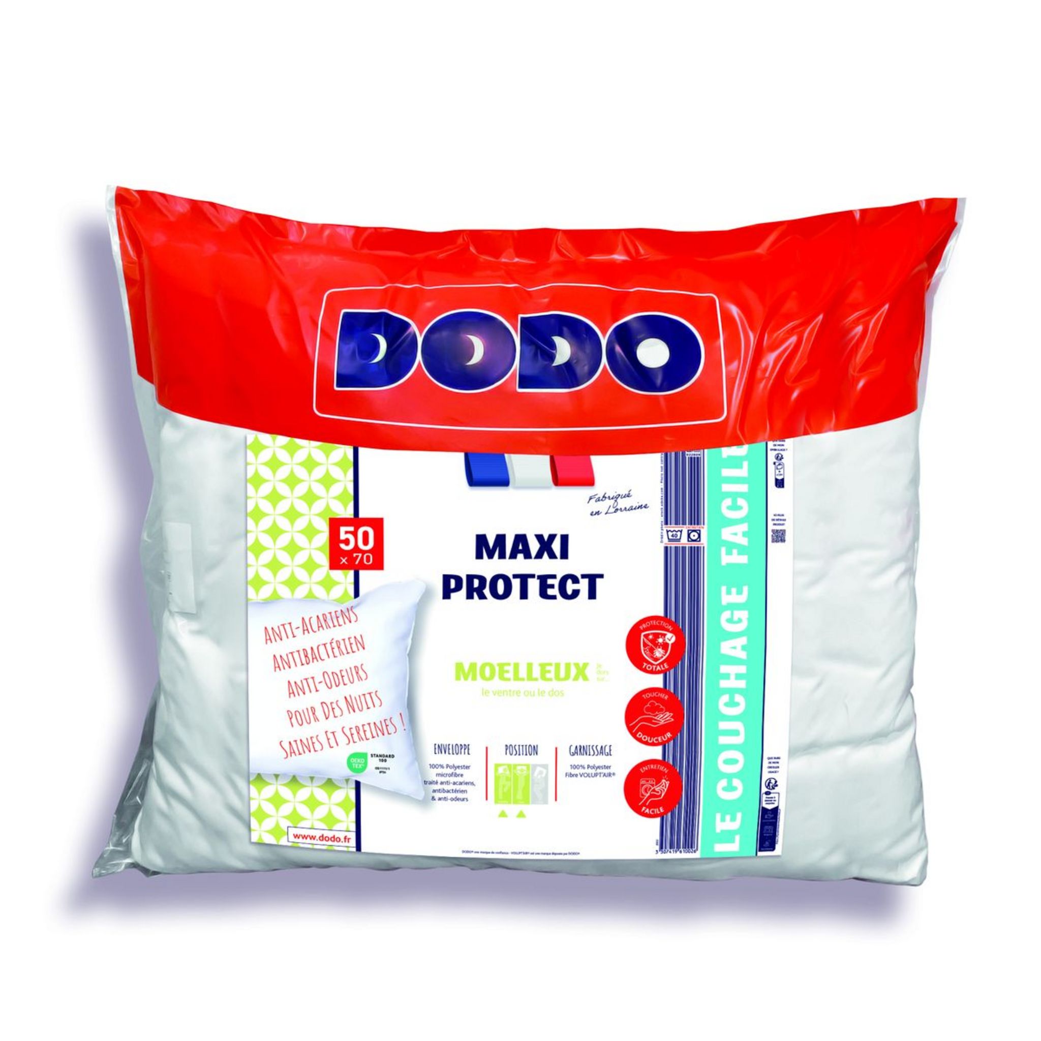 Dodo - oreiller 40x60 protection active anti-acariens moelleux