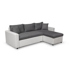  Canapé d'angle 3 places réversible et convertible MATHILDE coloris Gris / Blanc (gris/blanc)
