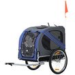 PAWHUT Remorque vélo pour chien animaux pliable 8 réflecteurs drapeau barre attelage inclus acier polyester imperméable max. 30 Kg 130L x 73l x 90H cm bleu