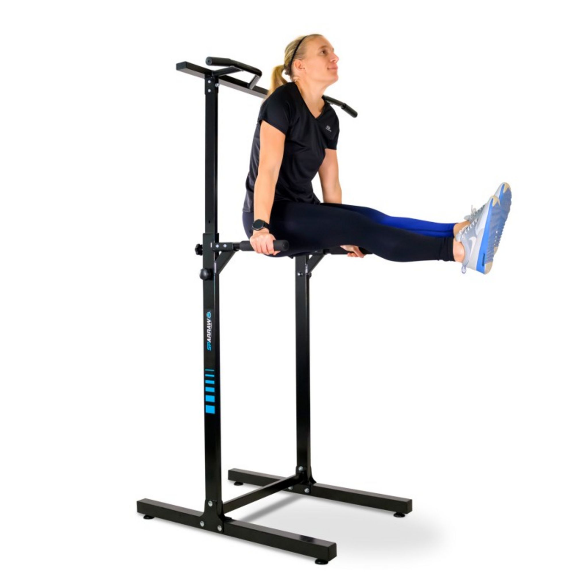 Gravity squat rack de traction portatif - barre de traction démontable -  charge max. 100 Kg - acier renforcé bleu noir