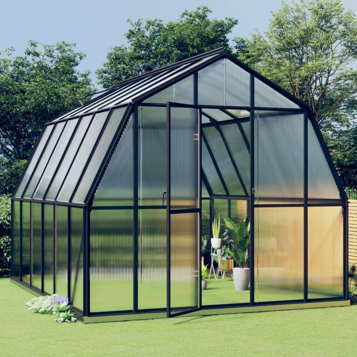 VIDAXL Serre avec cadre de base Anthracite 9,53 m^2 Aluminium pas cher