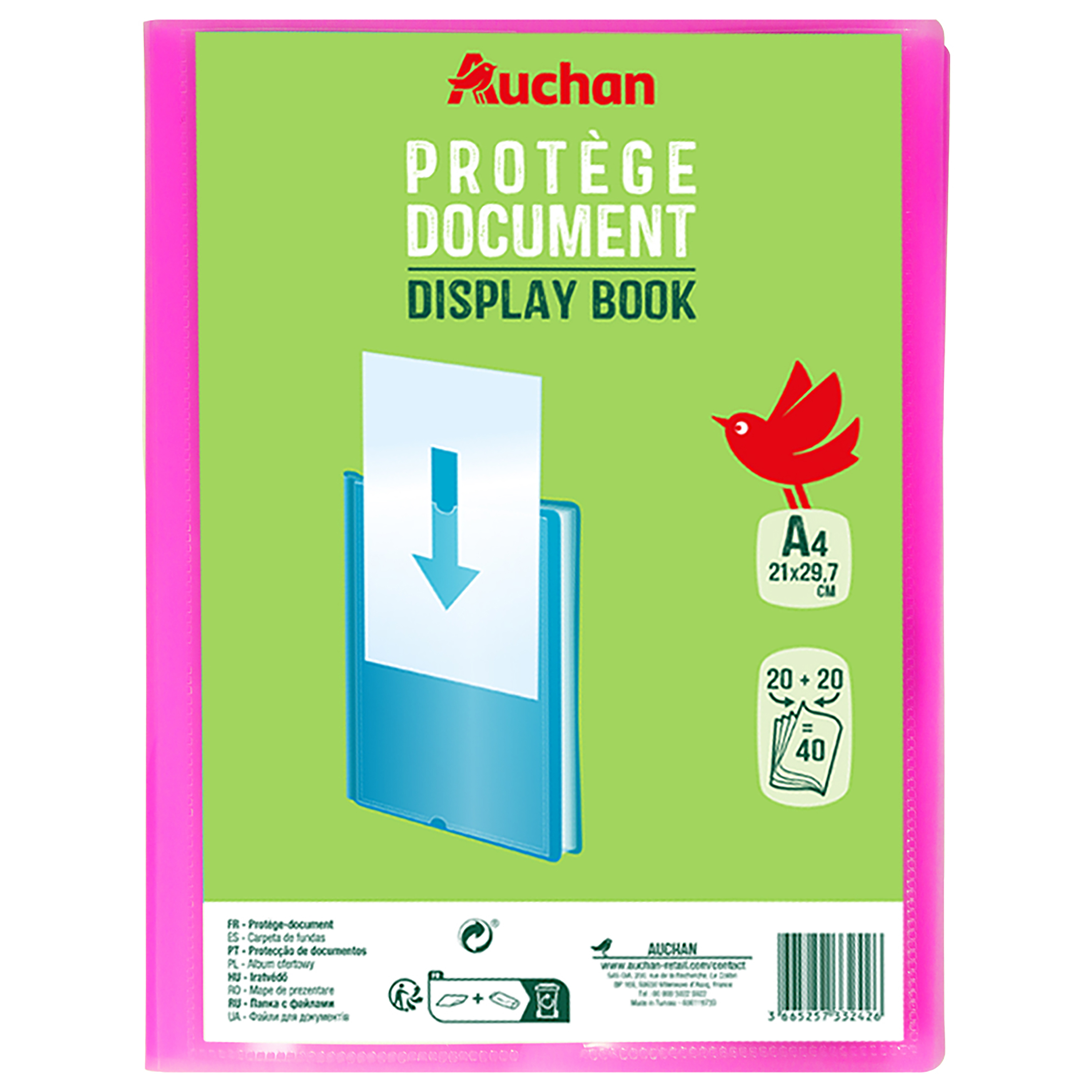 AUCHAN Porte-vues personnalisable 80 vues rose pas cher 