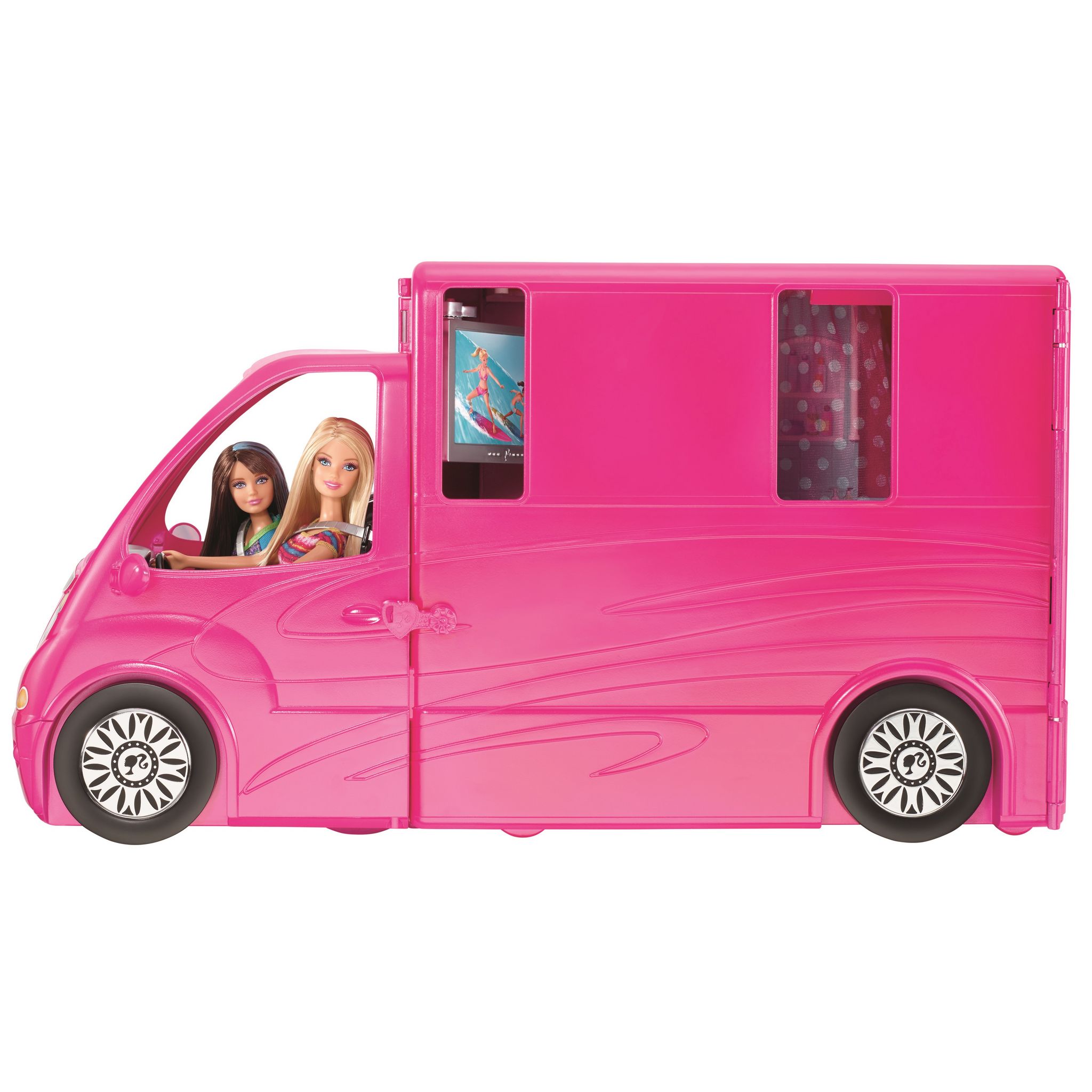 Машина для кукол купить. Фургон Barbie Glam van. Фургон для Барби детский мир. Раскладной фургон для Барби. Дом фургон для Барби.