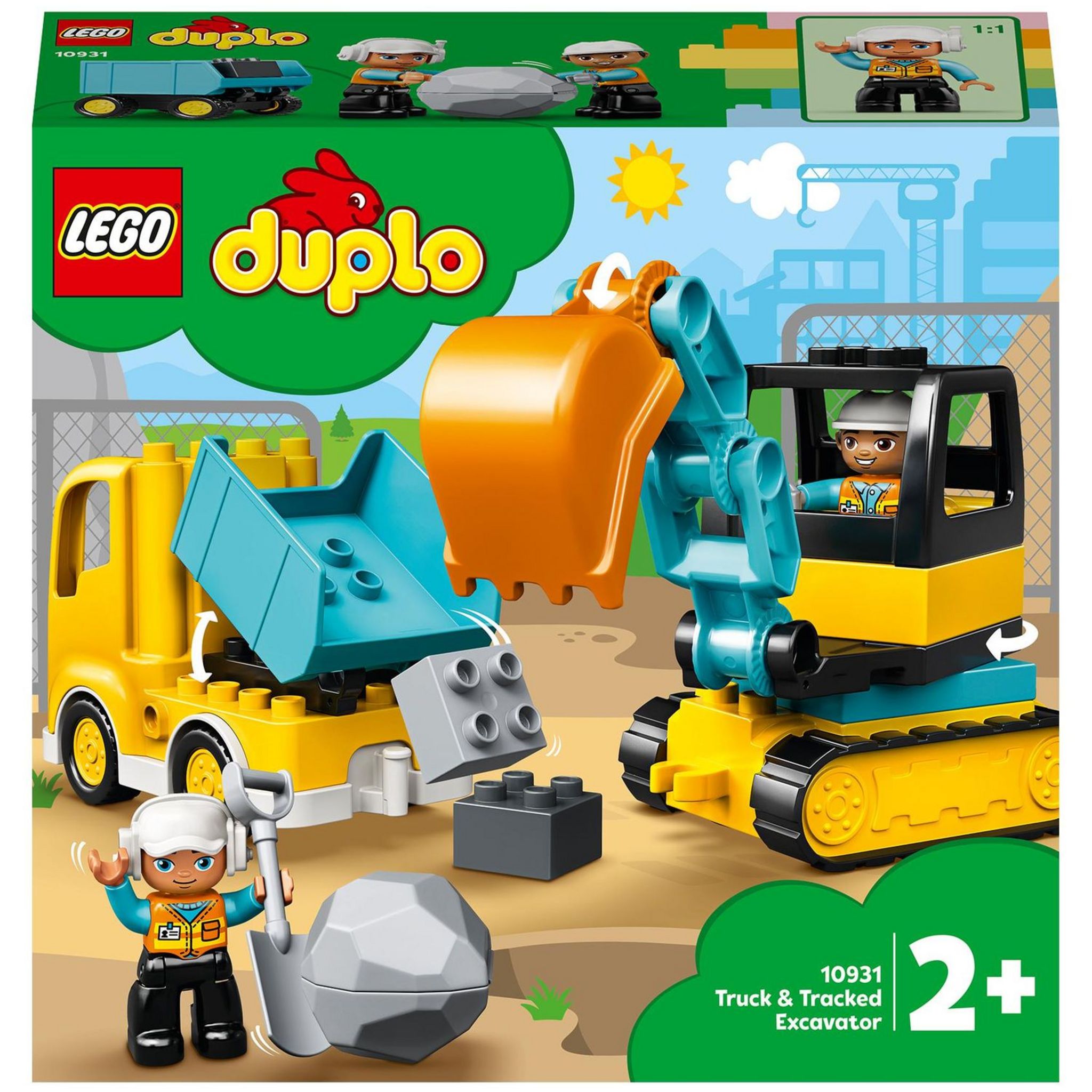 LEGO DUPLO 10931 - Le camion et la pelleteuse, Jouet Engin de Chantier pour  Enfant de 2 Ans et Plus pas cher 