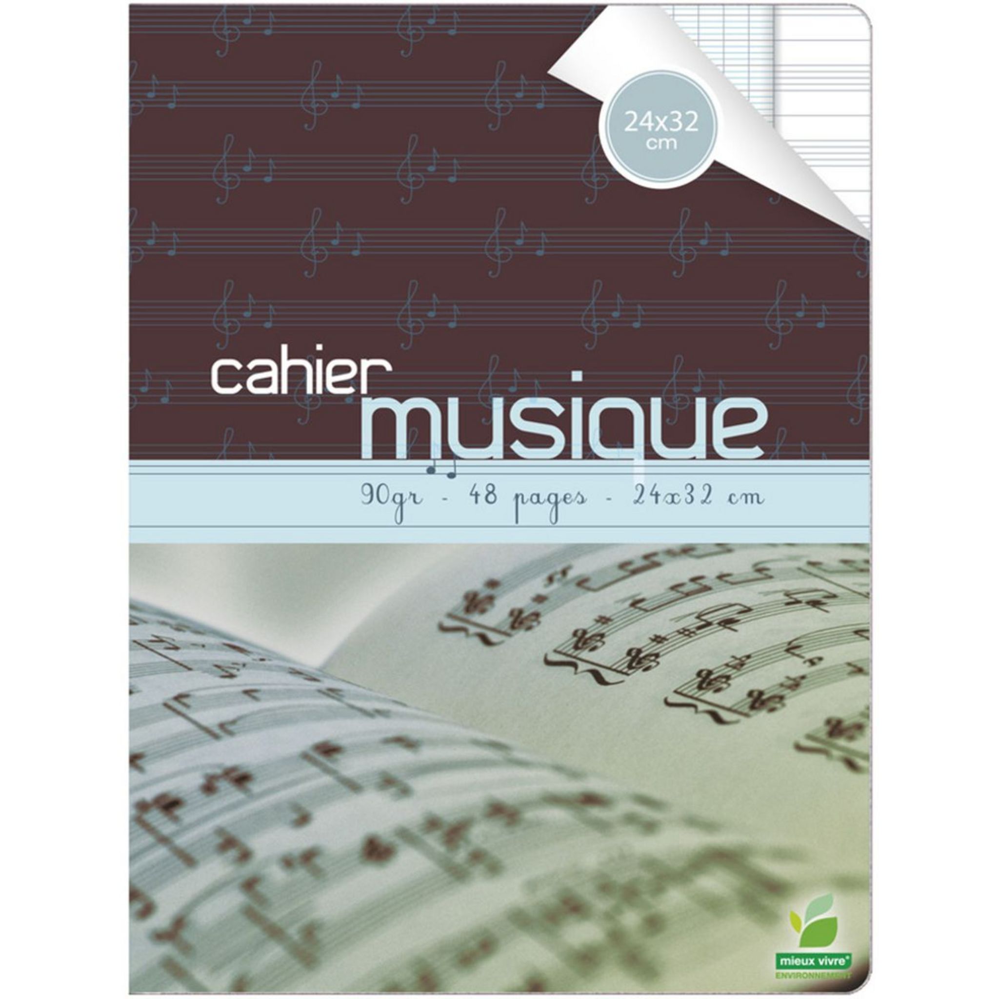 Cahier de musique - 24 x 32 cm - 48 pages grands carreaux - Cultura -  Cahiers de musique - Education musicale