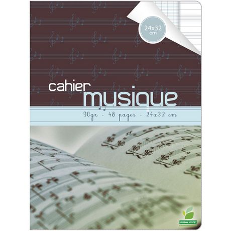 AUCHAN Cahier de musique piqué 24x32cm 48 pages grands carreaux Seyes pas  cher 