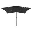 Parasol avec LED et mat en acier Noir 2x3 m