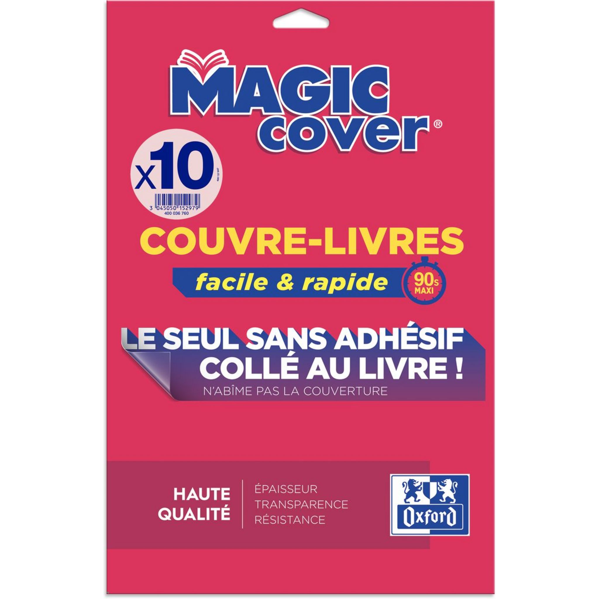 OXFORD Lot de 10 couvres-livres cristal lisse pas cher 