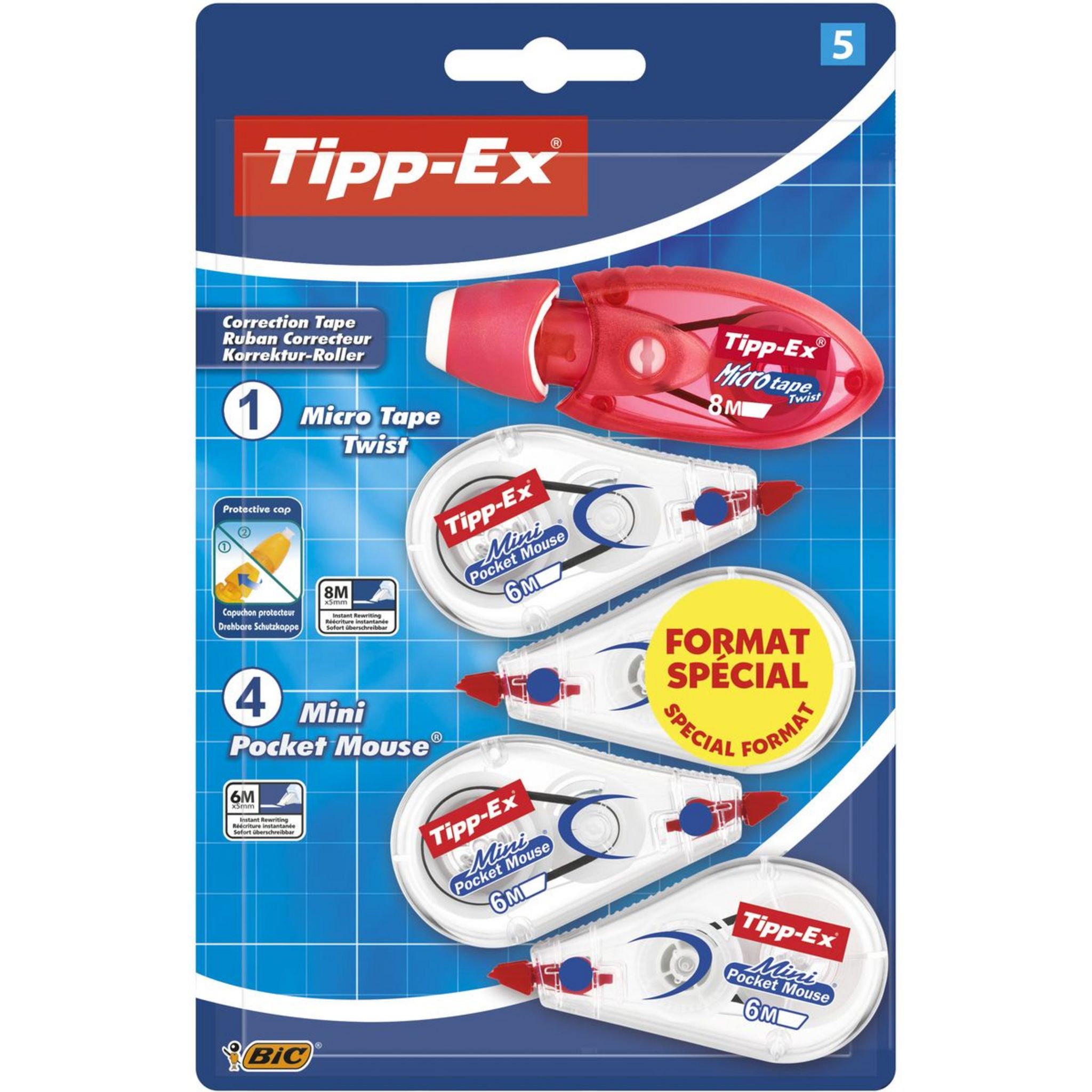 TIPP-EX Lot x6 souris ruban correcteur de 6m chacune, epaisseur
