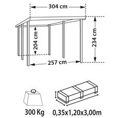 Carport bois  toit plat  15,56 m² 1 voiture