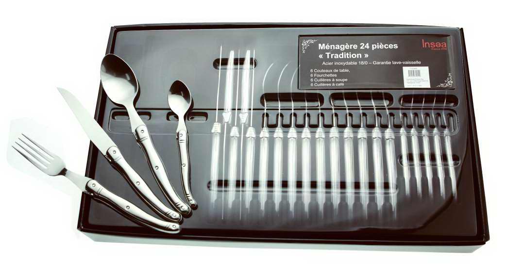 Laguiole ménagère de 24 pièces plastique et inox