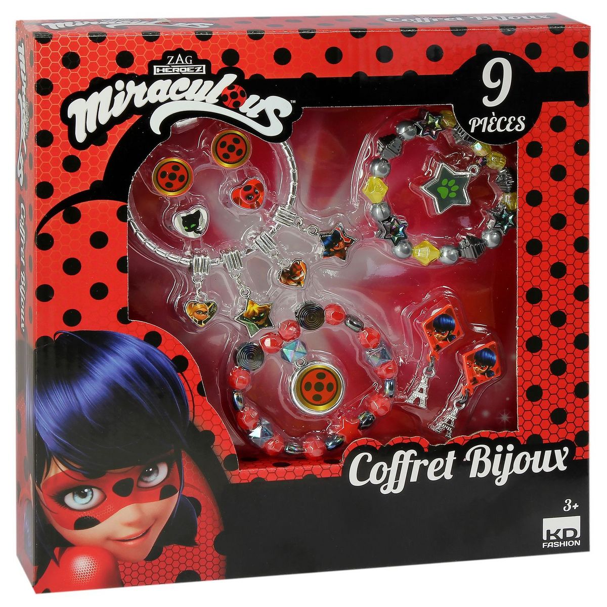 DISET Coffret bijoux de 9 pièces - Miraculous pas cher 