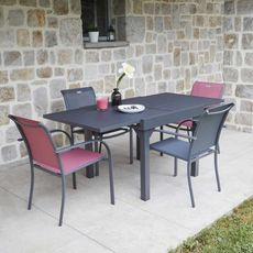 Table de jardin extensible Honfleur 4/6P aluminium  90<180x90x75cm  Ozalide