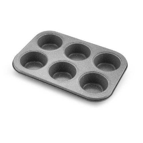 Plaque 6 muffins en métal effet pierre