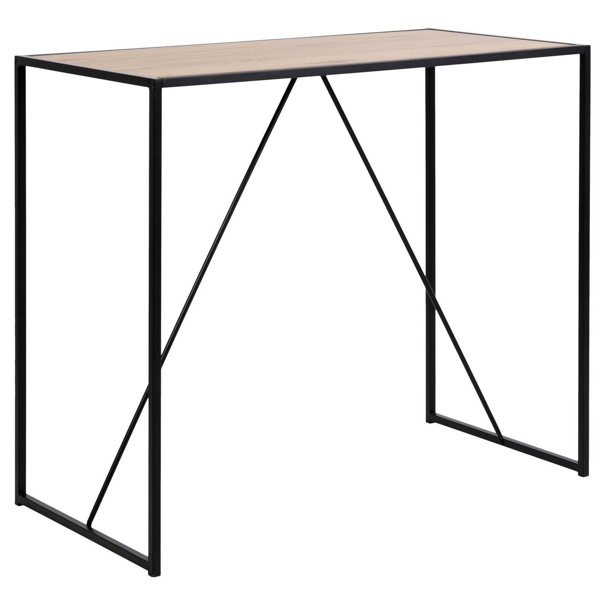 TOILINUX Table de bar haute en MDF et métal pour 4 à 6 personnes - Beige et noir