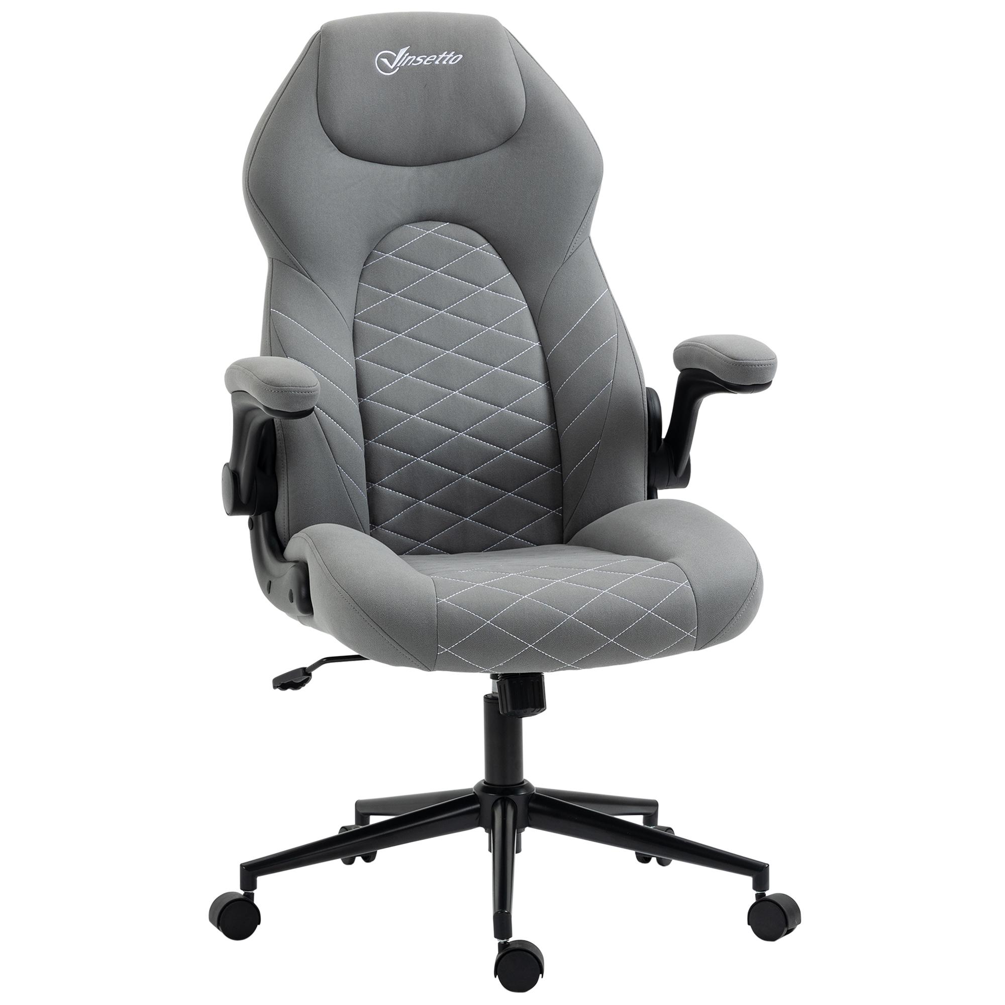 HOMCOM Chaise de bureau velours fauteuil bureau massant coussin lombaire  intégré hauteur réglable pivotante 360° gris clair pas cher 