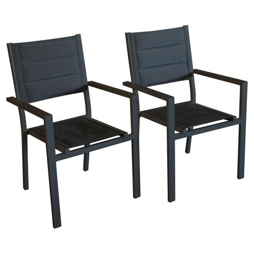 Lot de 8 fauteuils de jardin gris aluminium ROMA