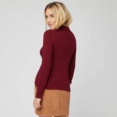 IN EXTENSO Pull col cheminée femme (Rouge bordeaux)