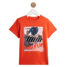 IN EXTENSO T-shirt manches courtes à sequins skater garçon (Orange)