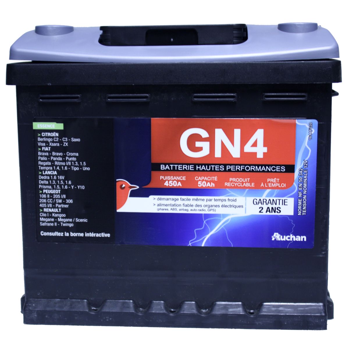 AUCHAN BATTERIE pour auto GN4450A 50 AH pas cher 