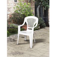 ARETA Lot de 8 fauteuils de jardin résine  blanc STRESA 
