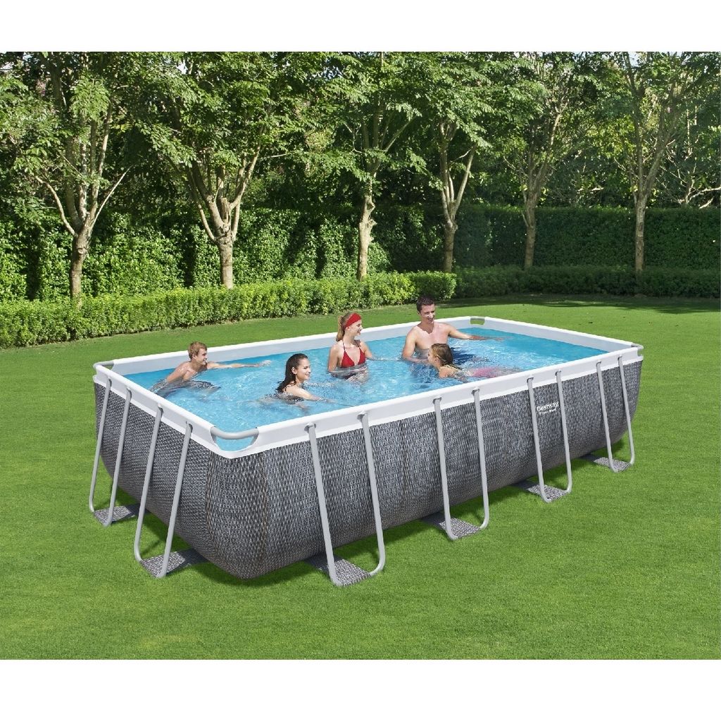 BESTWAY Piscine tubulaire rectangulaire effet rotin 404x201x100cm Power  Steel pas cher 