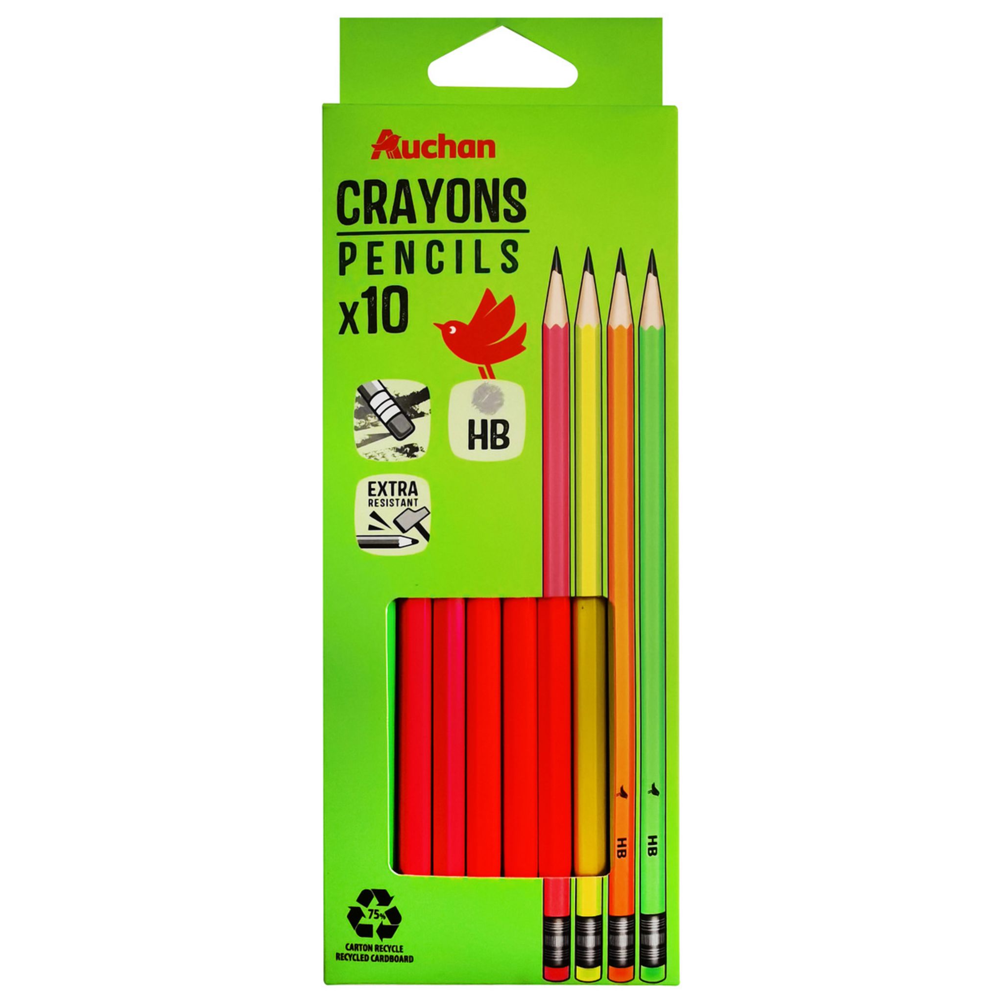 Crayon graphite avec gomme - Crayons graphite - 10 Doigts