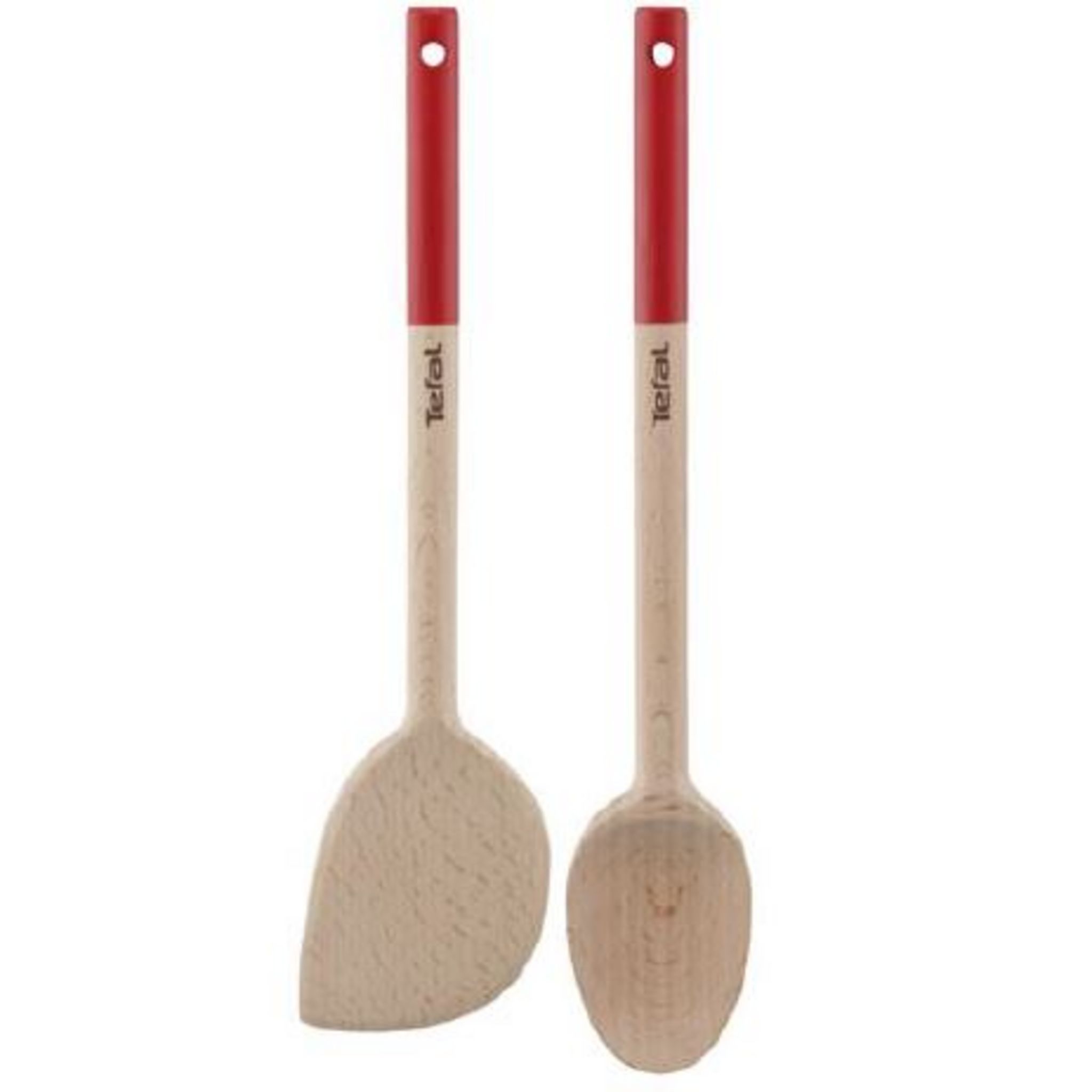 TEFAL Lot de 2 ustensiles : 1 spatules + 1 cuillère en bois pas cher 