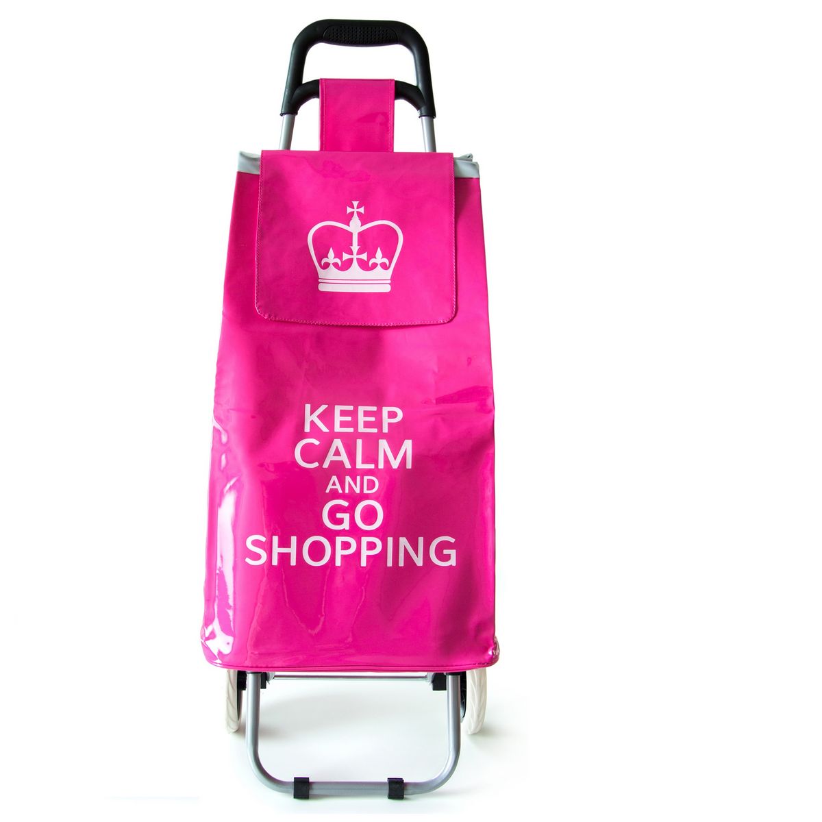 Poussette de marché chariot de course Keep calm Rose pas cher