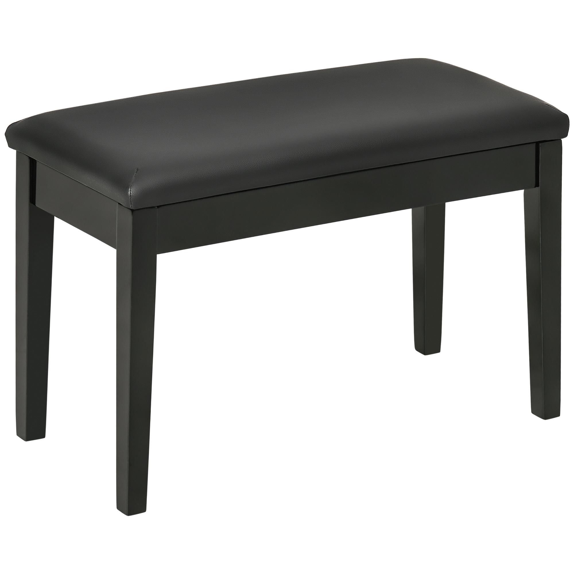 Homcom - Banquette tabouret siège pour piano coffre intégré hauteur réglable  bois hévéa assise revêtement synthétique noir