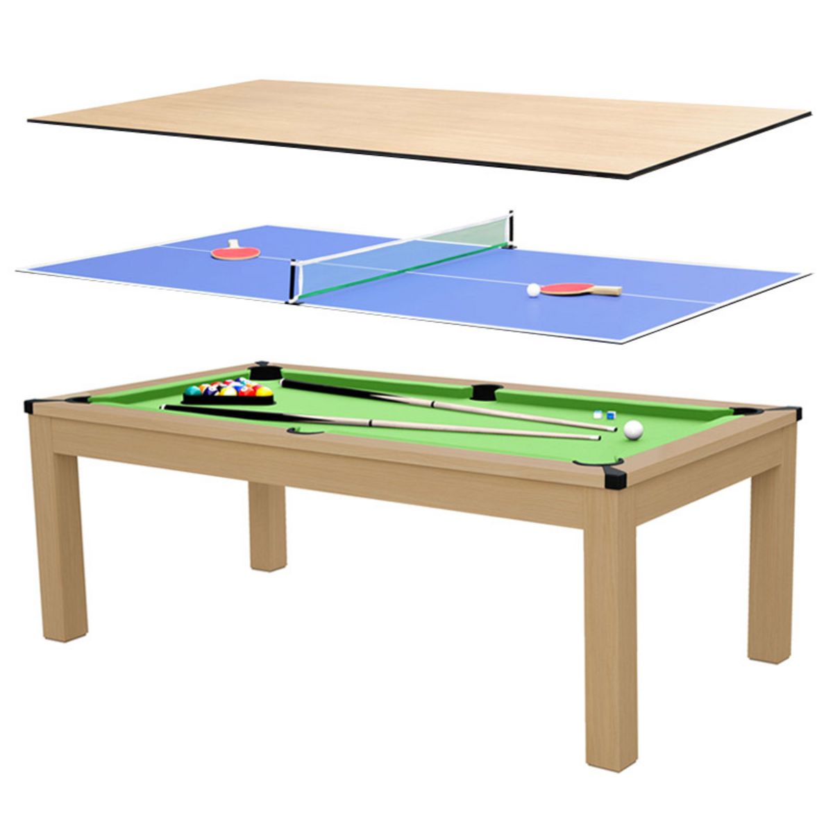 HOMCOM Table Multi Jeux 4 en 1 Babyfoot Billard Hockey ping-Pong