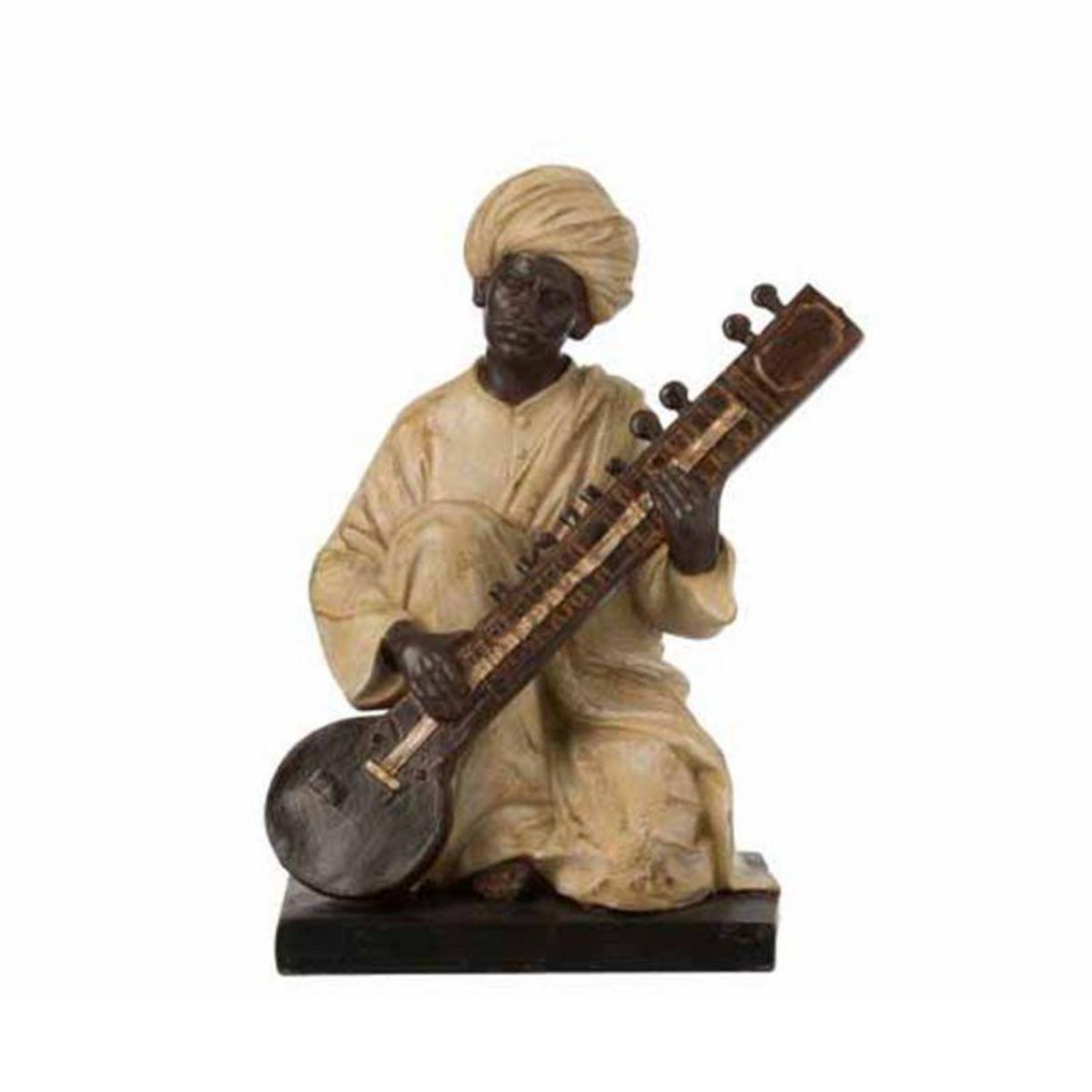Paris Prix Statue Déco en Résine  Indien Musique  24cm Beige