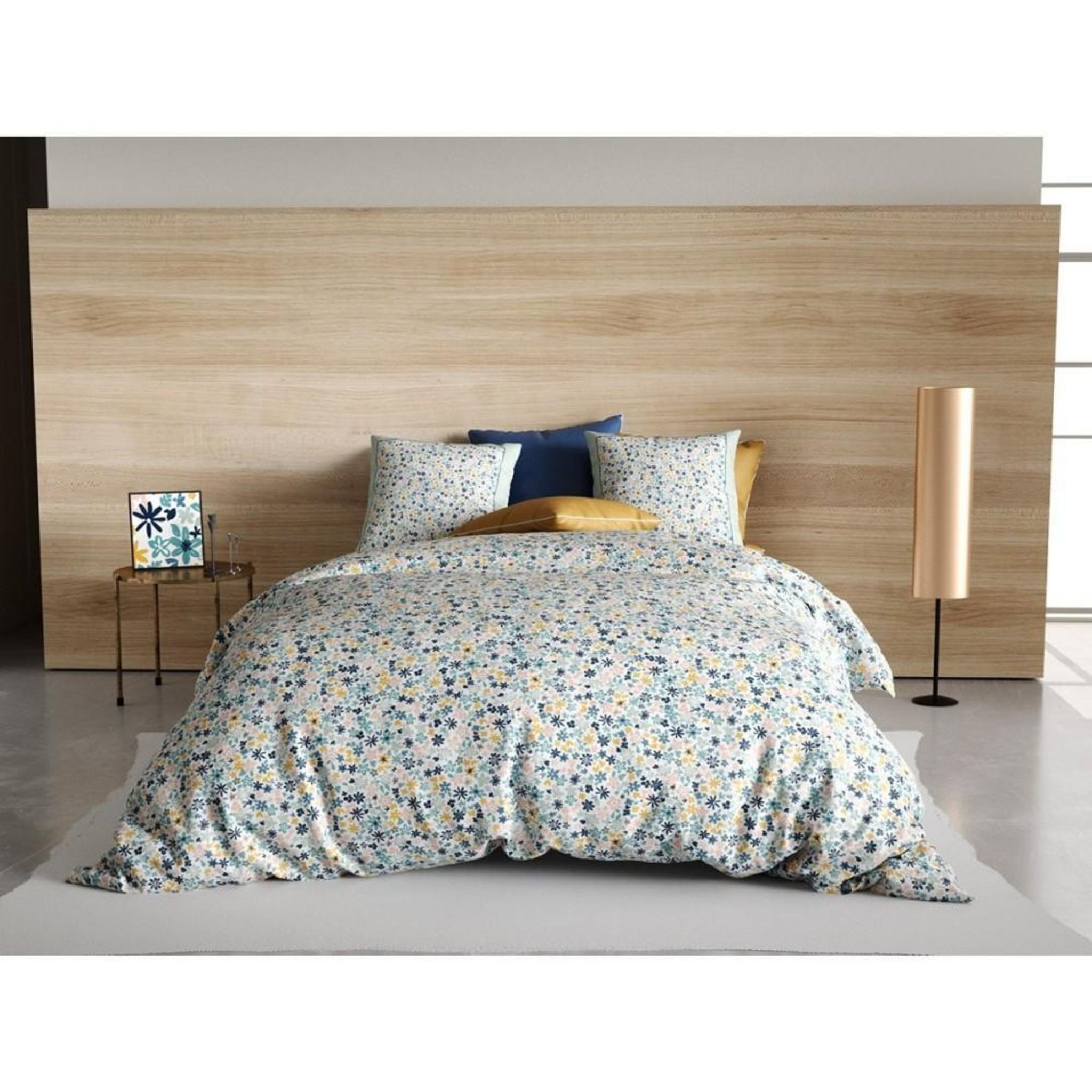 Housse De Couette 240x220 + 2 Taies Marjolaine Kaki Coton 52 Fils